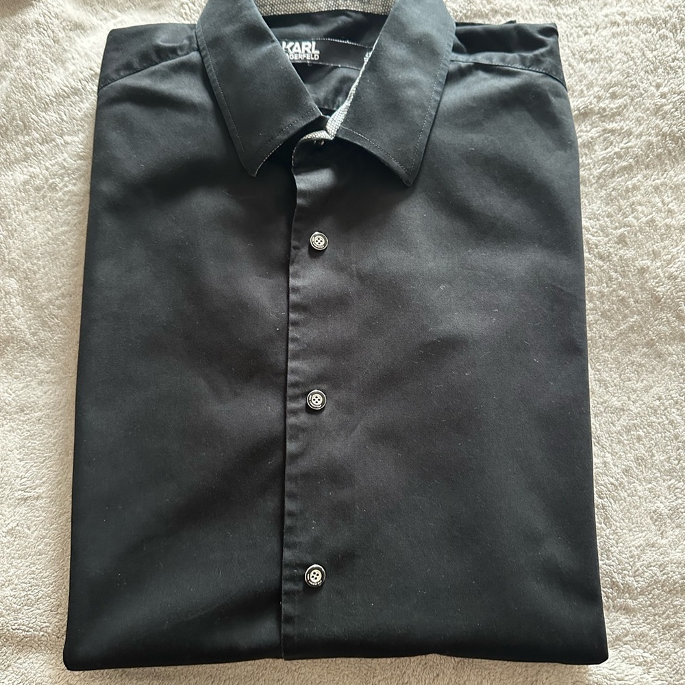 Karl Lagerfeld Black Dress Shirt Classic Formal